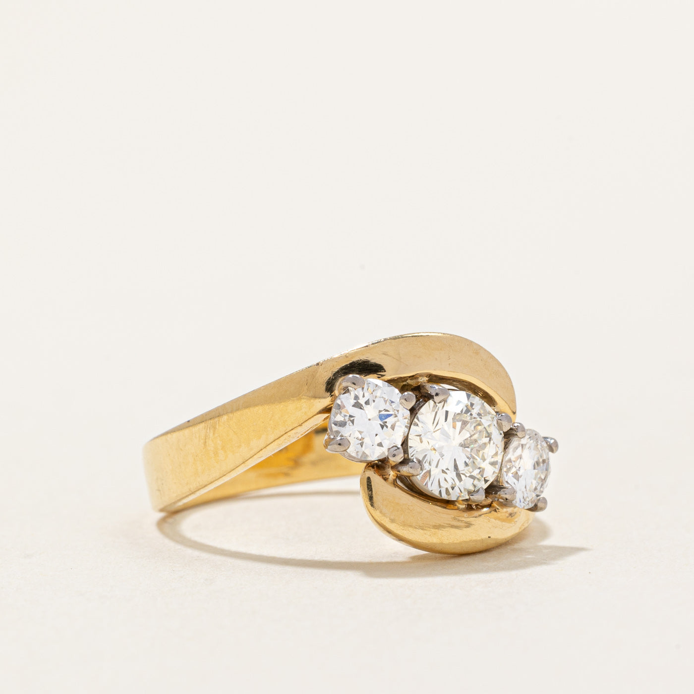 Bague cascade à trois diamants | 1,00 ct au total | Taille 6,25 | 