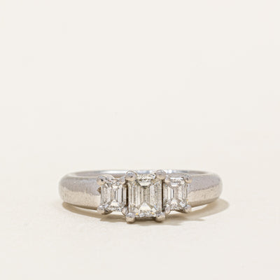 Three Stone Emerald Cut Diamond Engagement Ring | 0.80ctw VS2/SI1 H | SZ 4.75 |