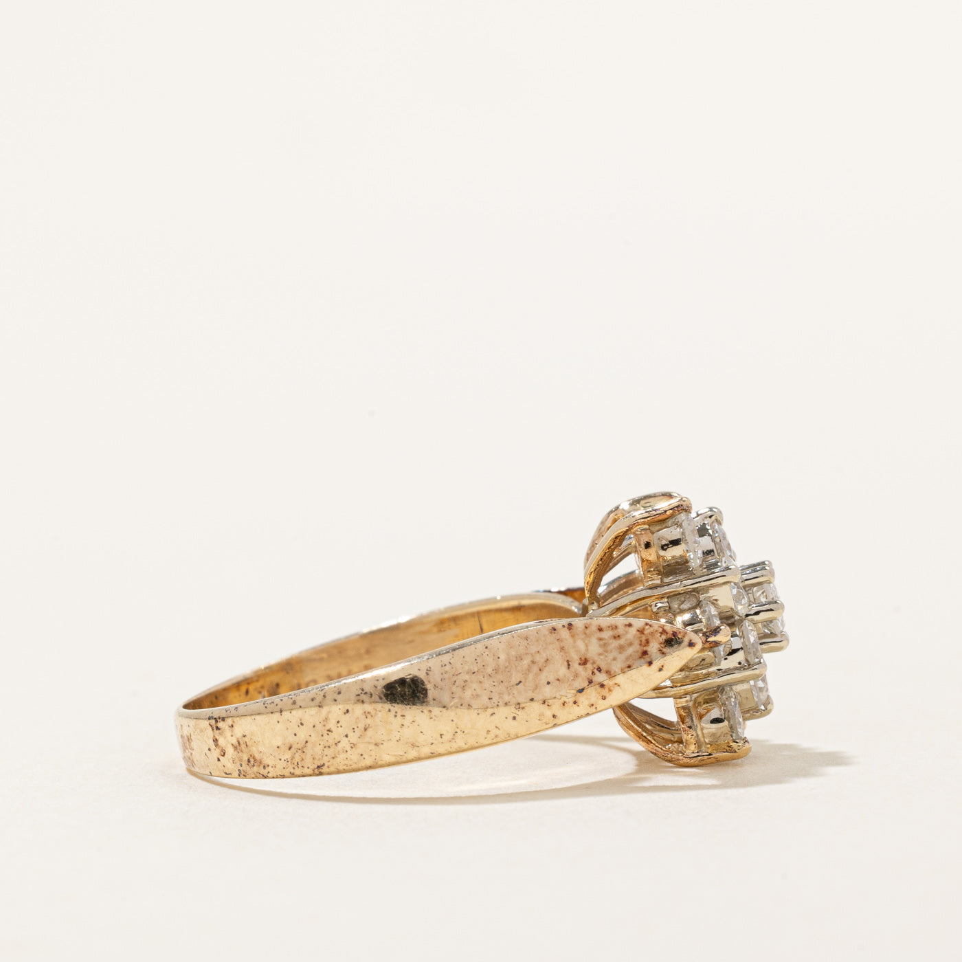 Diamond Petal Cluster Cocktail Ring | 0.94ctw | SZ 7 |