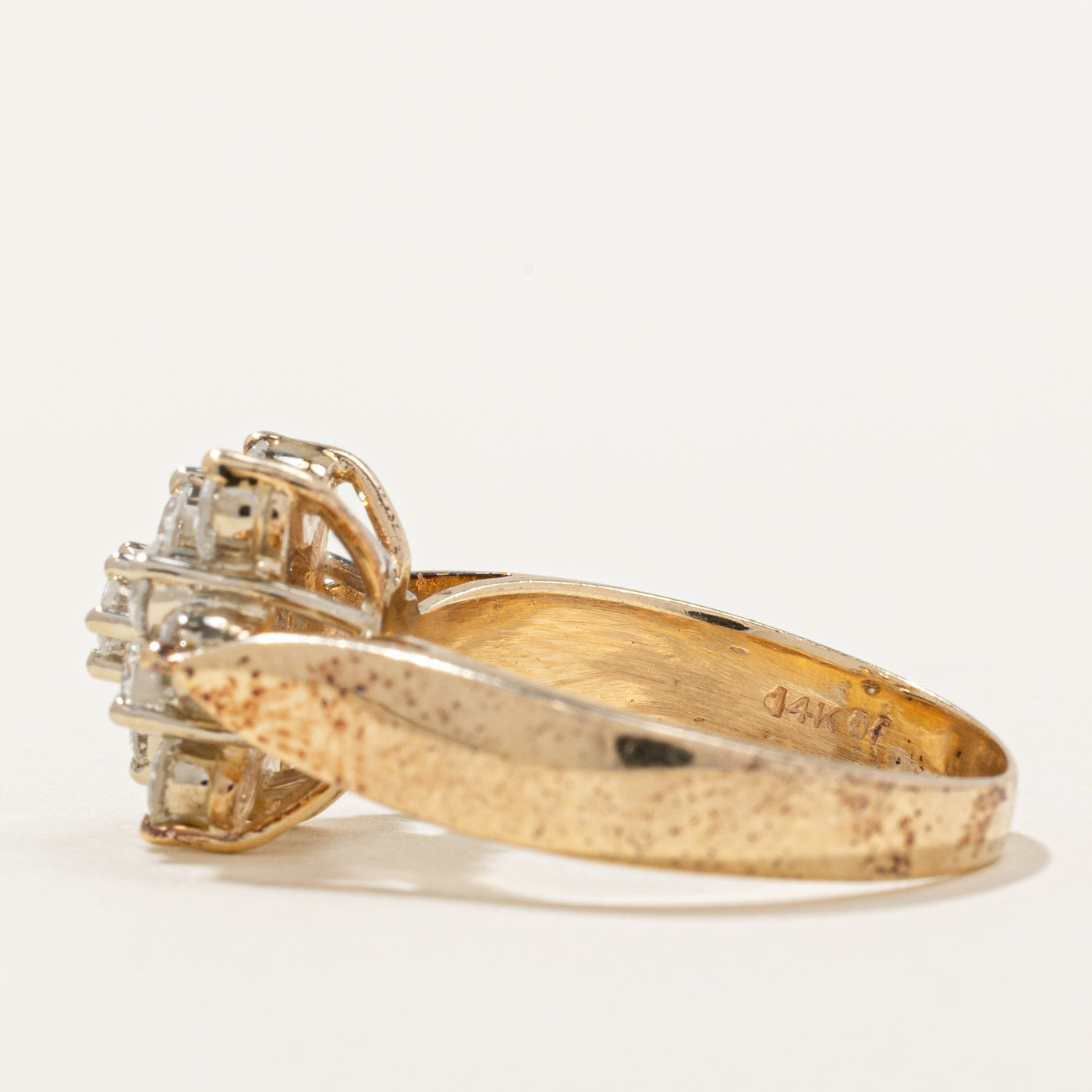 Diamond Petal Cluster Cocktail Ring | 0.94ctw | SZ 7 |