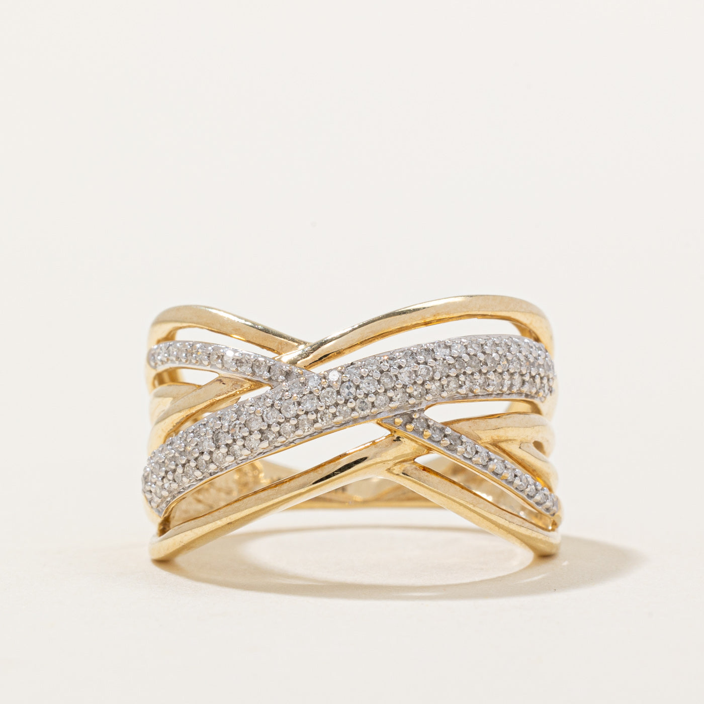 Diamond Multi Cross Over Ring | 0.20ctw | SZ 6 |