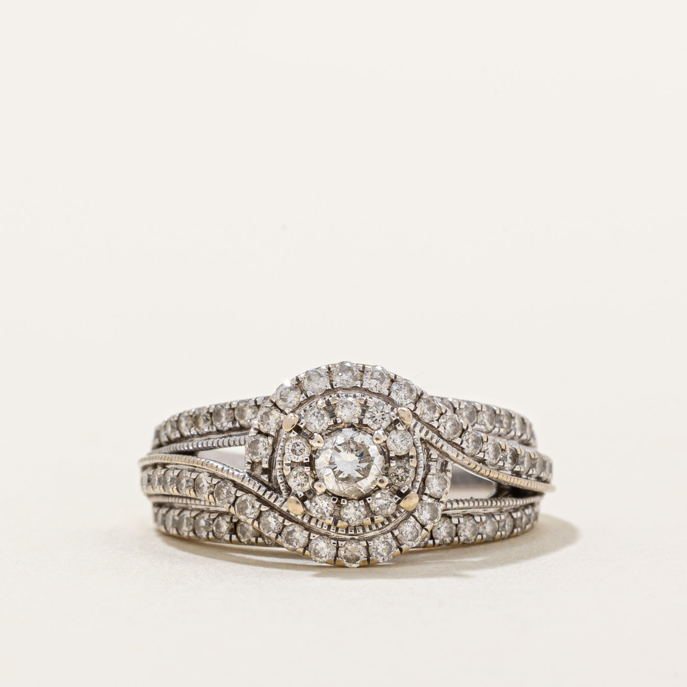 Diamond Halo Bypass Ring | 1.00ctw | SZ 5.75 |
