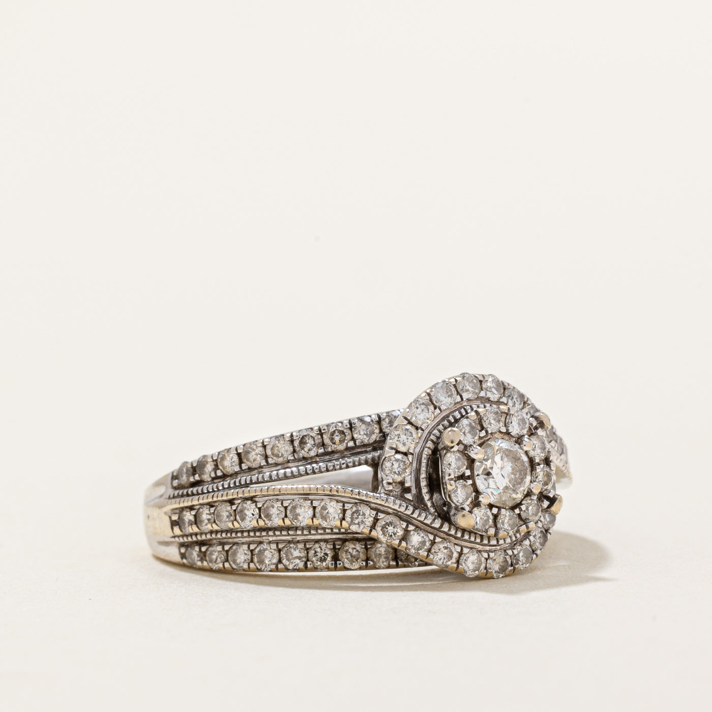 Diamond Halo Bypass Ring | 1.00ctw | SZ 5.75 |