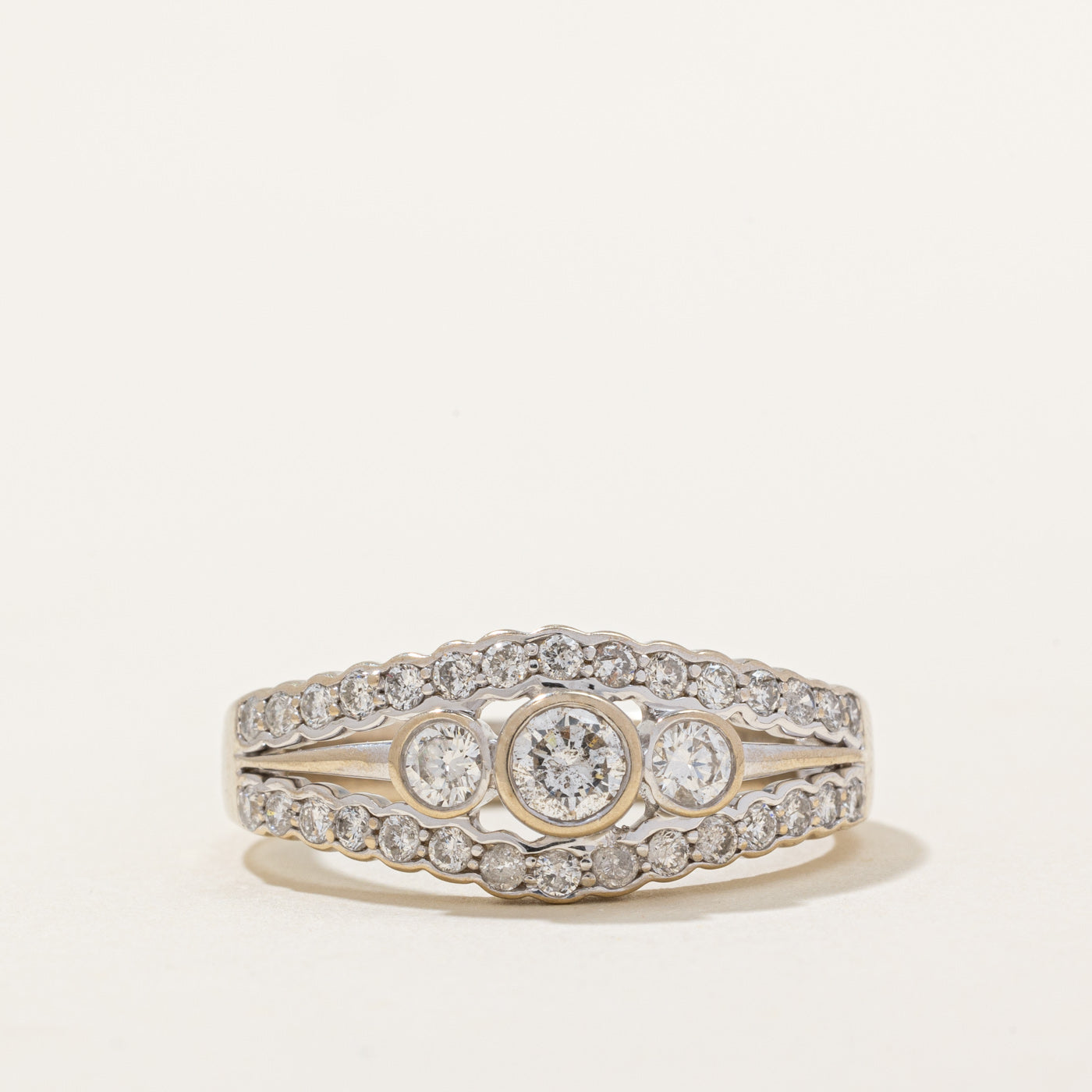 Bezel Set Diamond Tapered Ring | 1.05ctw | SZ 10 |