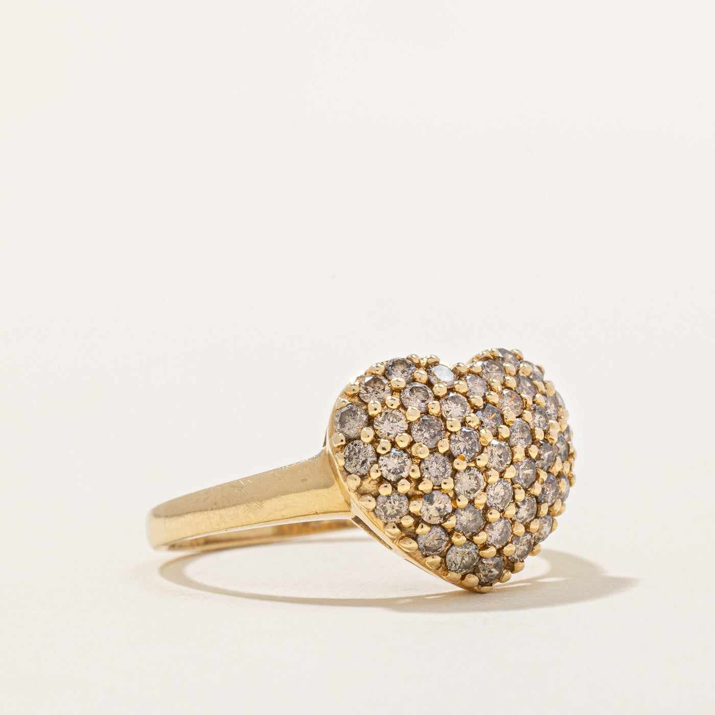 Pave Set Chocolate Diamond Heart Ring | 1.05ctw | SZ 9 |