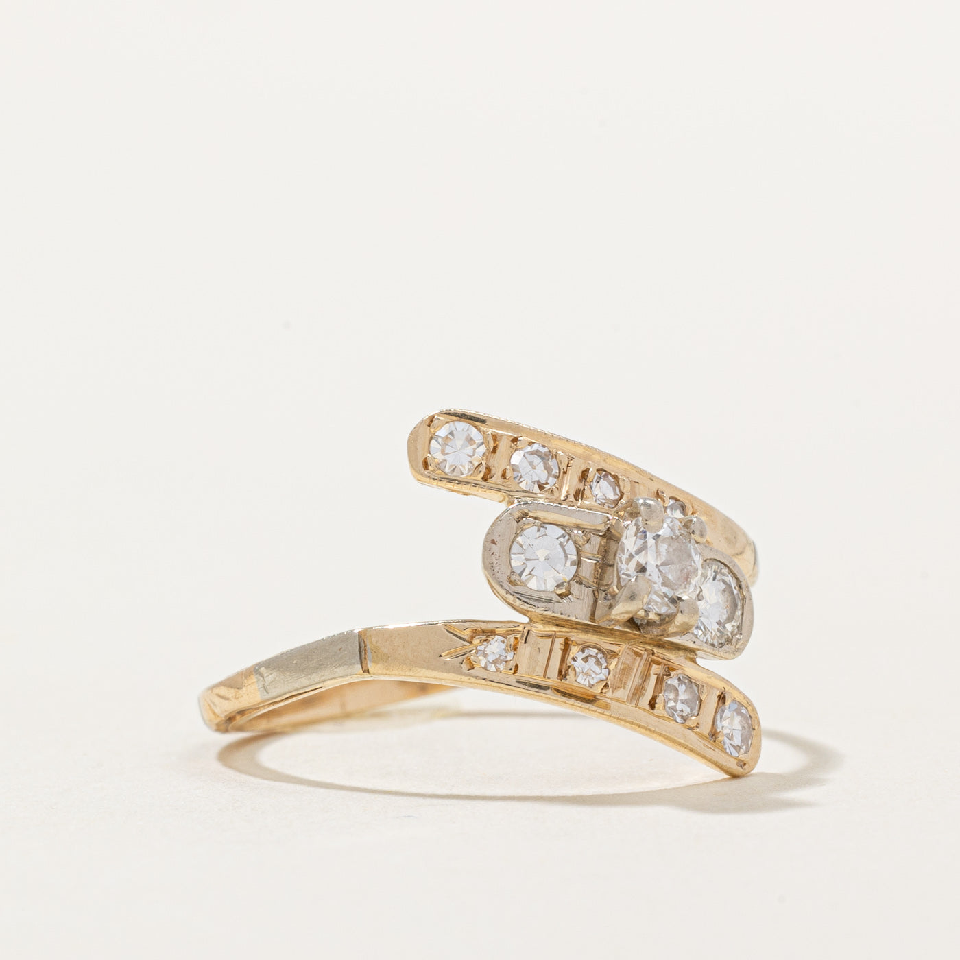 Old European Cut Diamond Bypass Ring | 0.41ctw | SZ 6.5 |