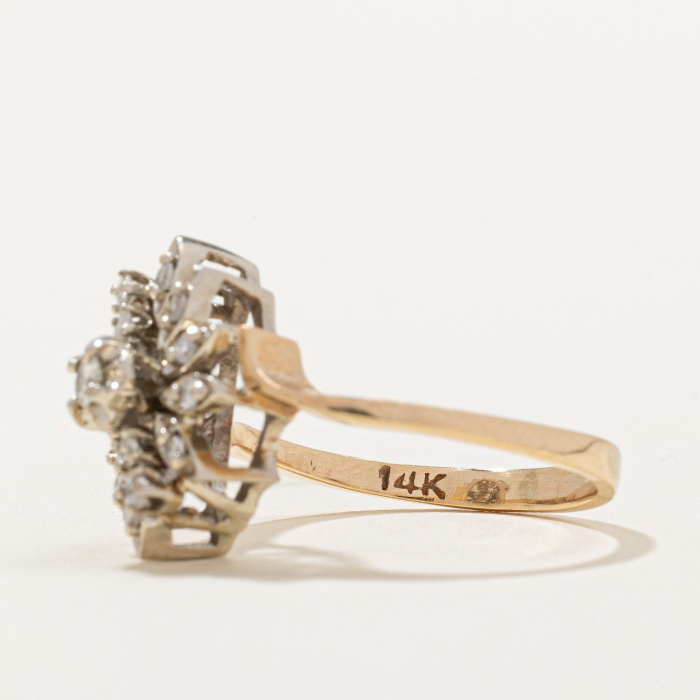 Illusion Set Diamond Cluster Cocktail Ring | 0.30ctw | SZ 7 |