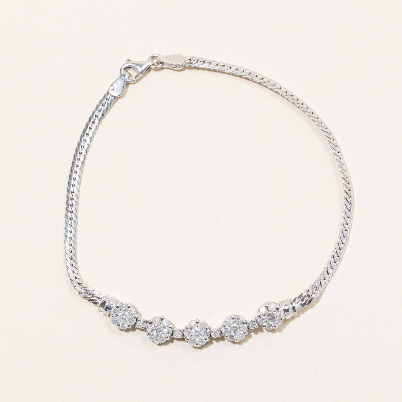 Diamond Cluster Bracelet | 0.95ctw | 7.5" |