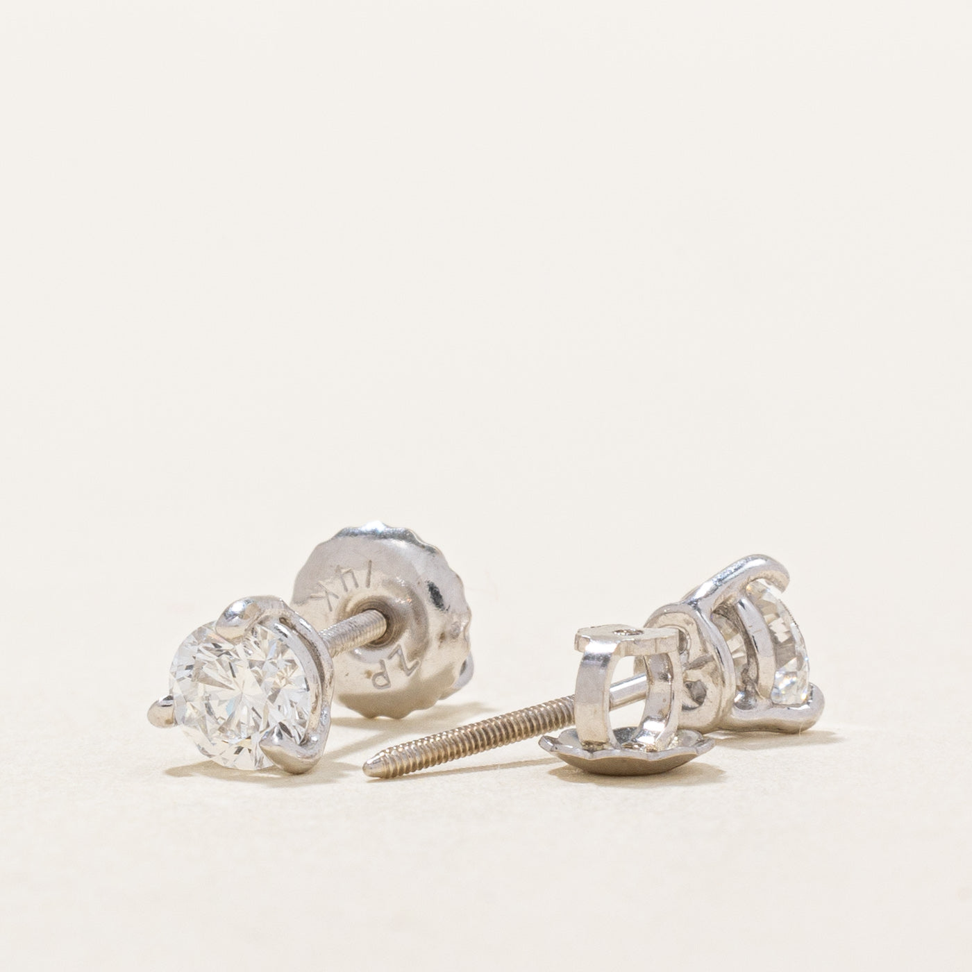 Solitaire Diamond Stud Earrings | 0.54ctw VS1/VS2 F/G |
