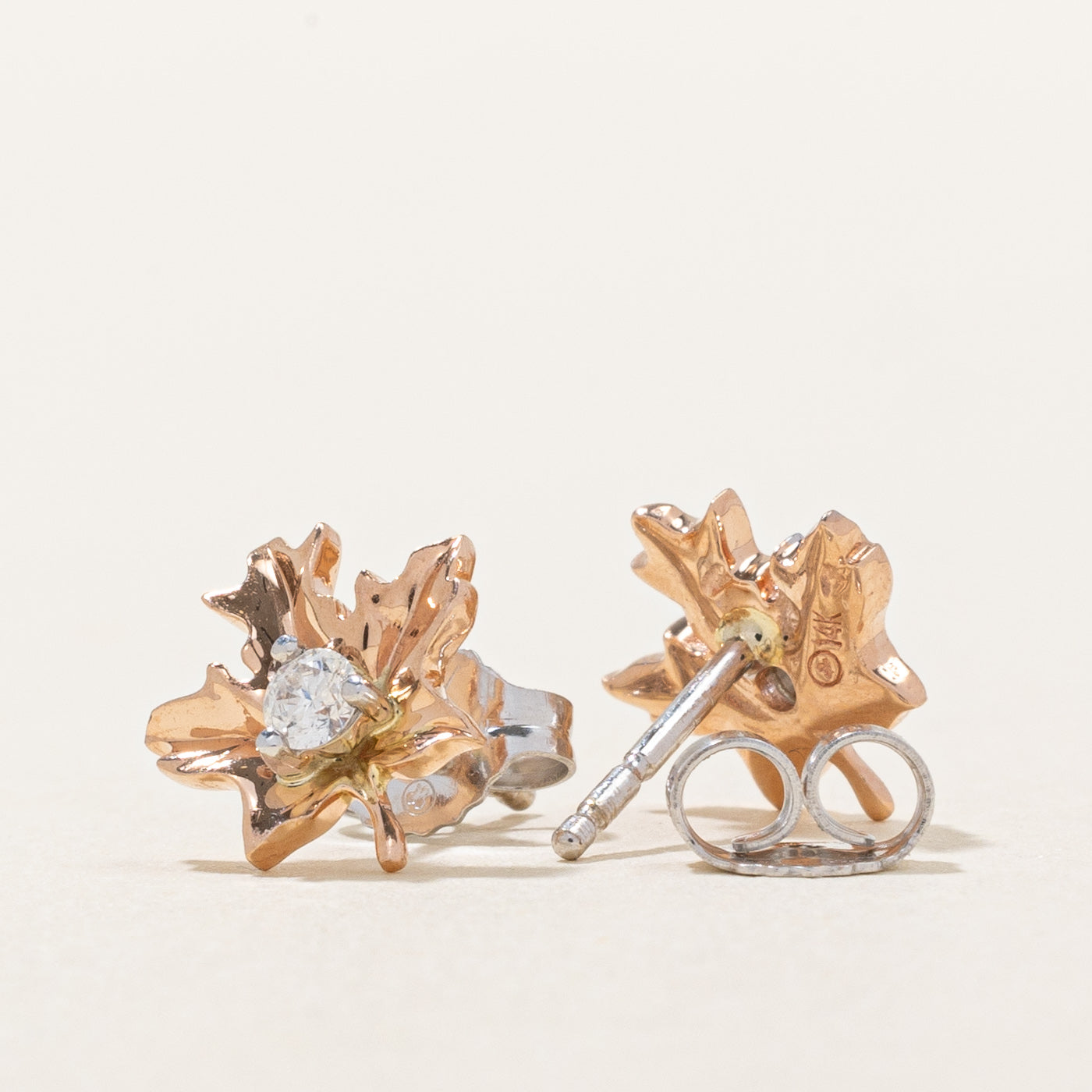 Diamond Maple Leaf Stud Earrings | 0.12ctw |