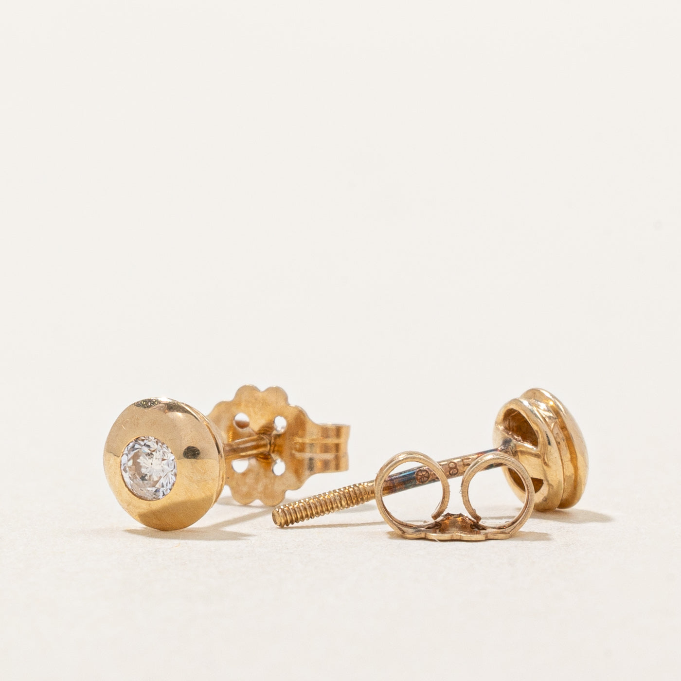 Bezel Set Diamond Stud Earrings | 0.11ctw |