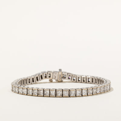 Vintage 11.99ctw Natural Princess-Cut Diamond Tennis Bracelet | 11.99ctw | 7.5
