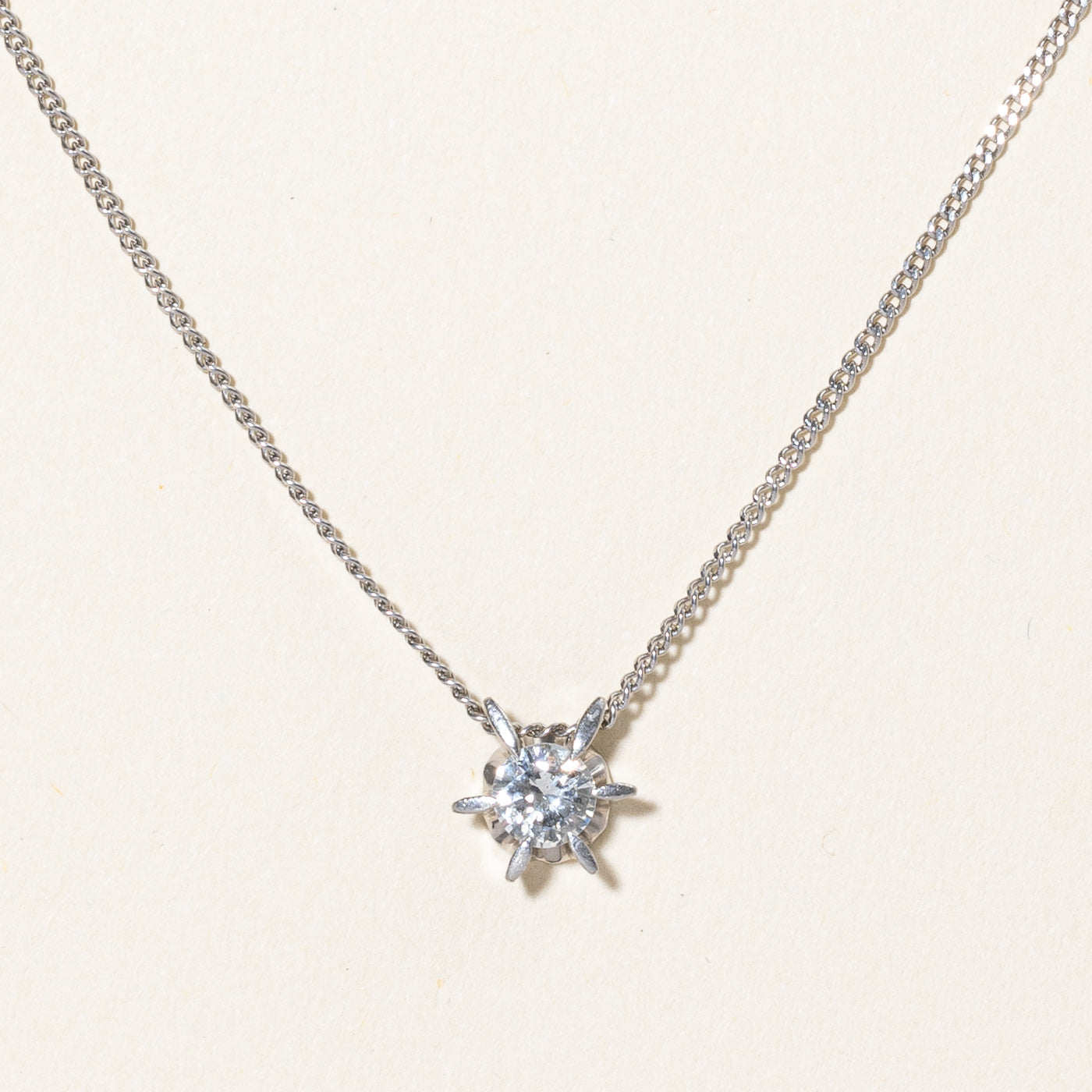 Solitaire Diamond Pendant Necklace | 0.36ct | 16"|