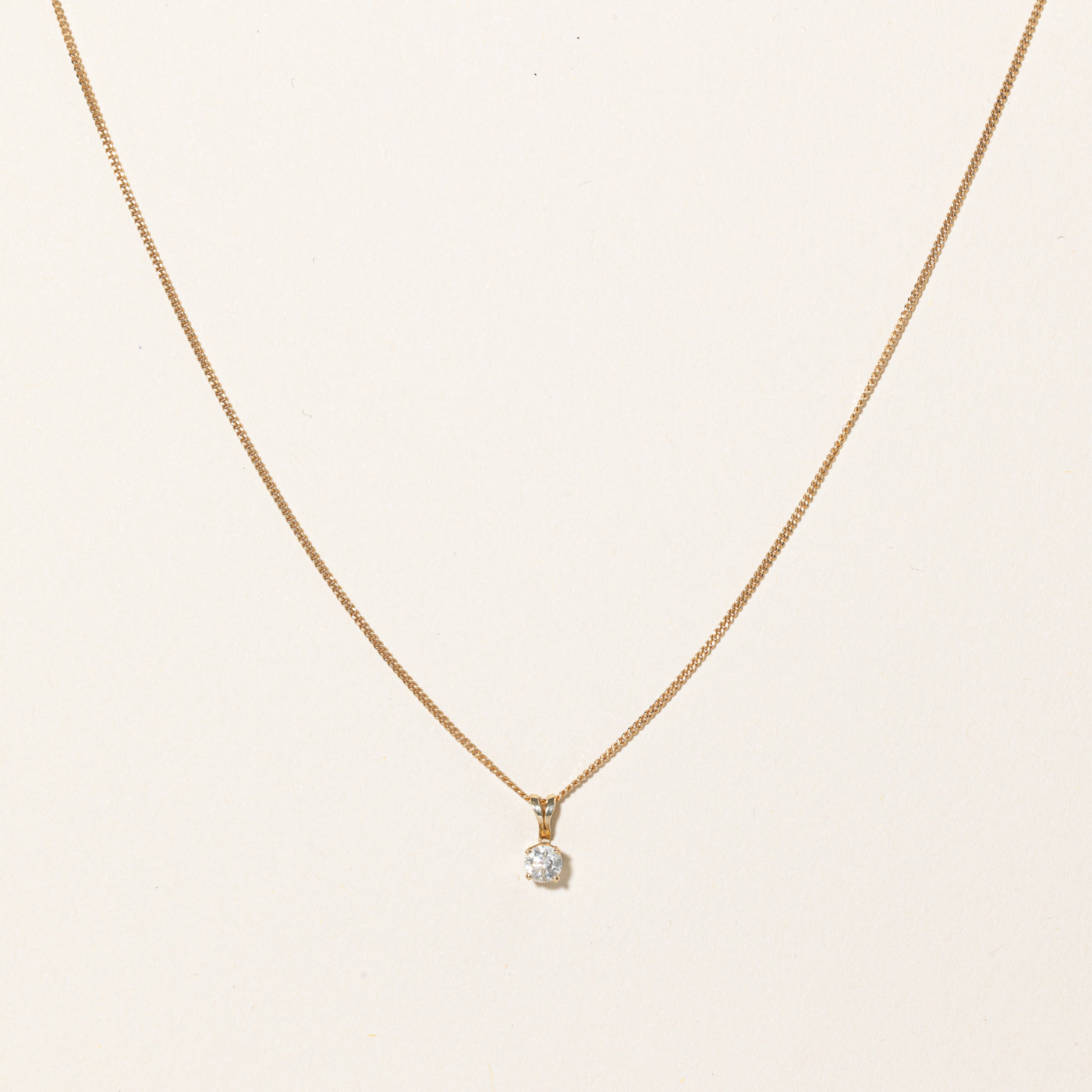 Solitaire Diamond Pendant Necklace | 0.22ct | 18"|