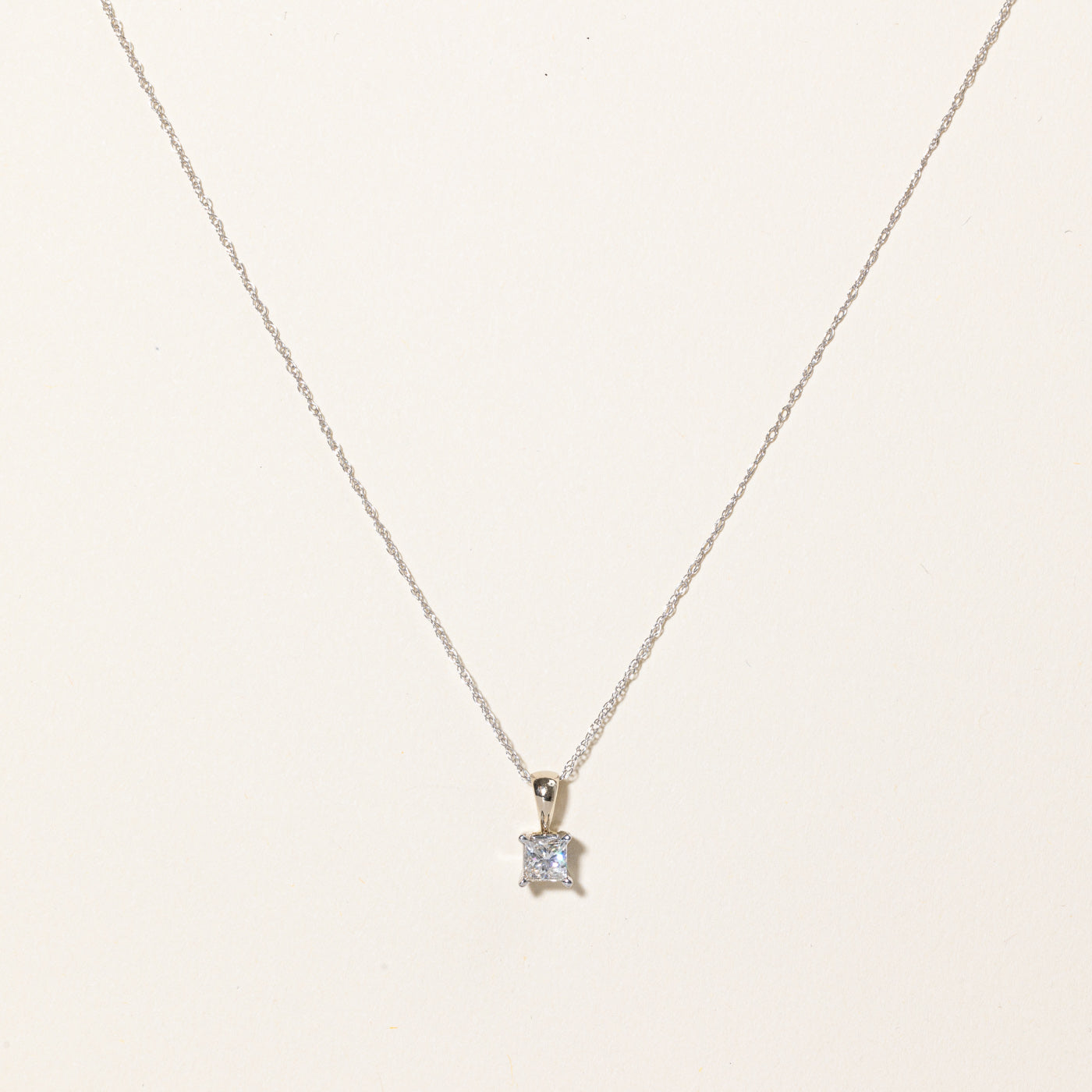 Princess Cut Diamond Pendant Necklace | 19"|