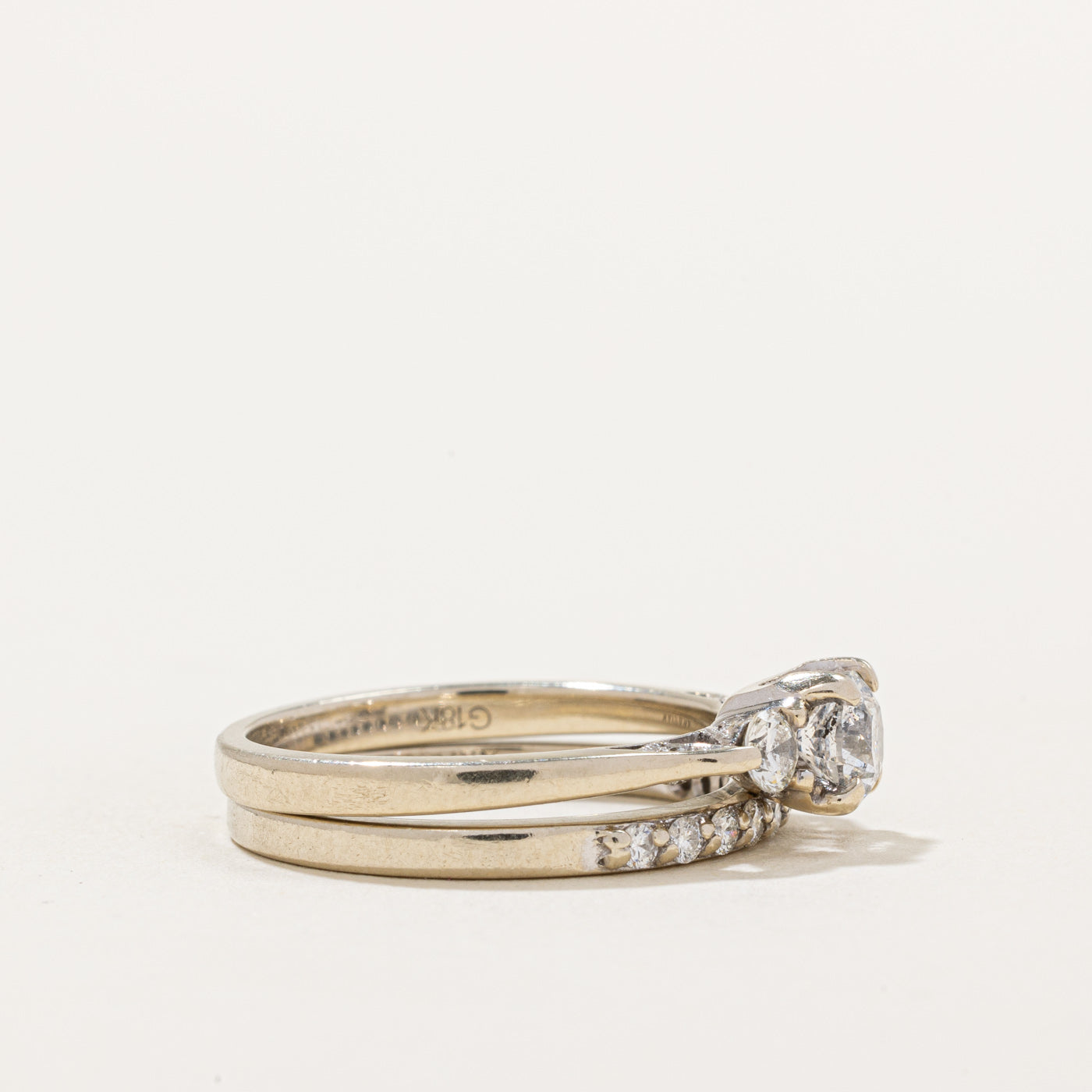 Prong Set Diamond Wedding Ring Set | 0.83ctw | SZ 5.75 |