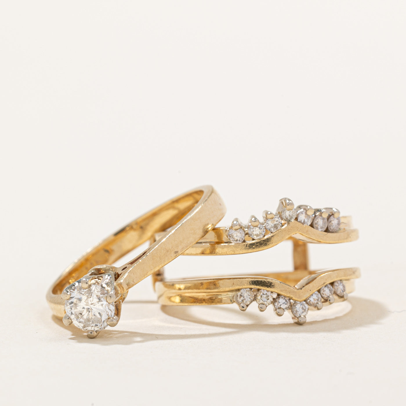 Diamond Engagement &  Wedding Ring Set | 0.54ctw | SZ 6 |