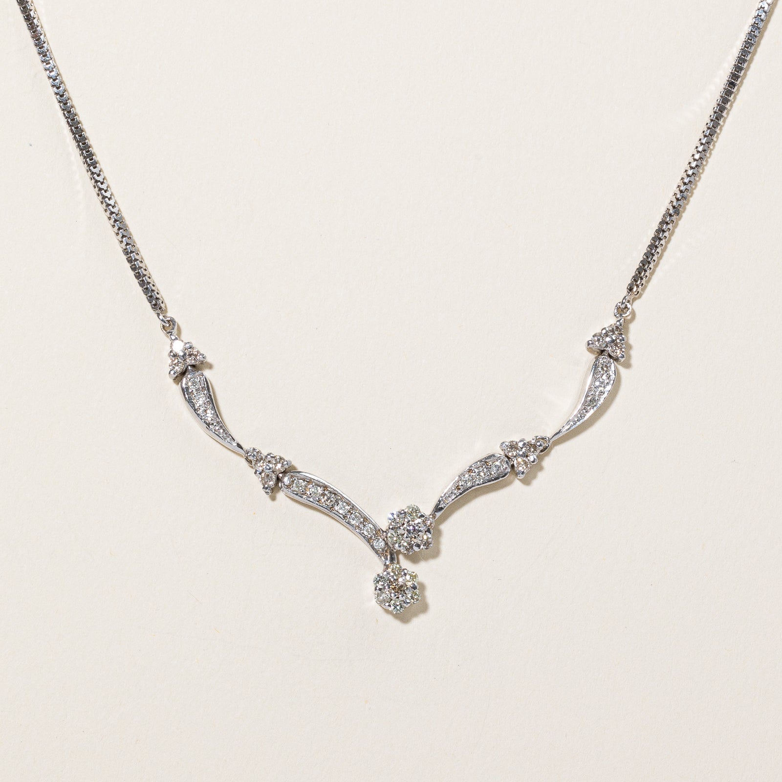 Diamond Scoop Pendant Necklace | 0.80ctw | 14" |