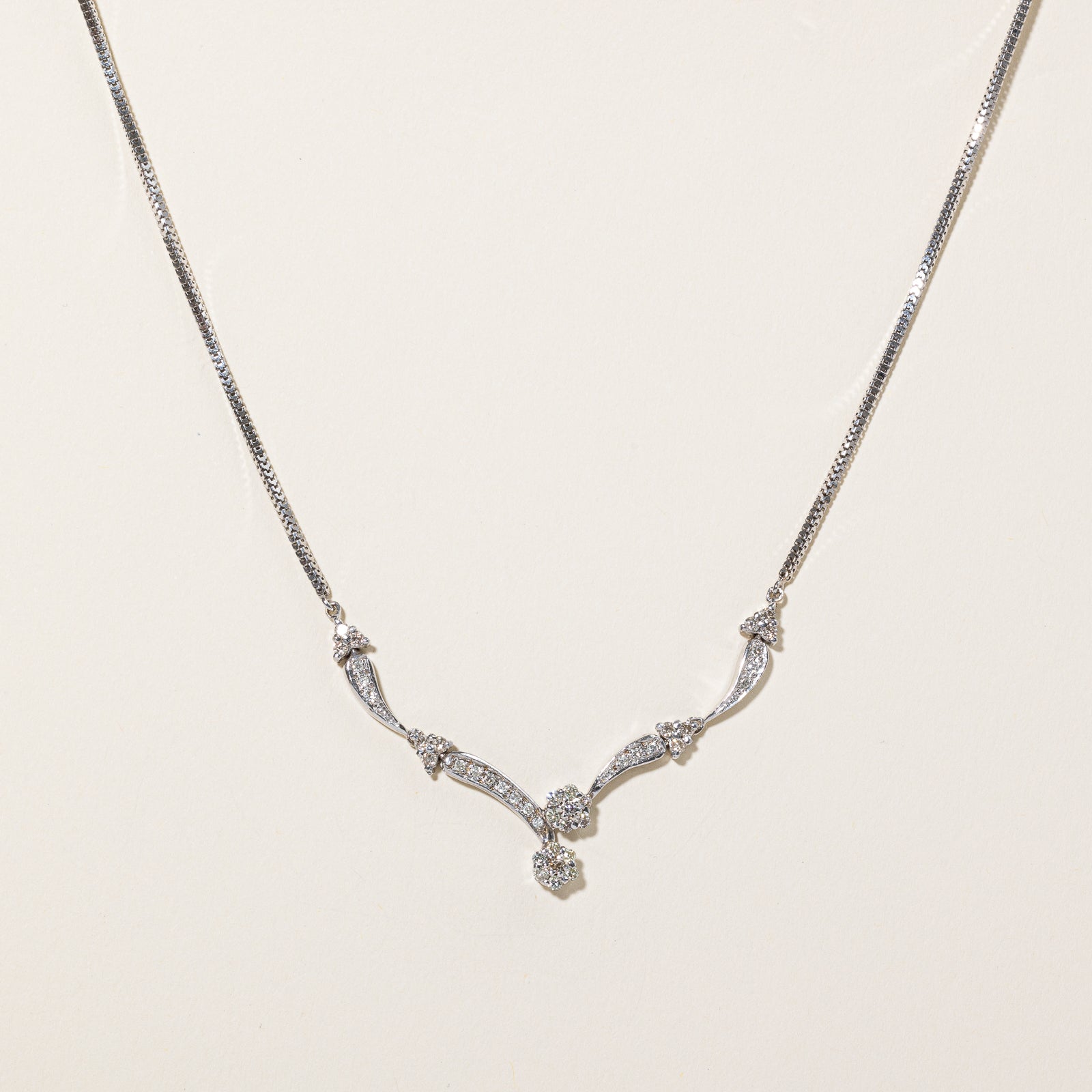 Diamond Scoop Pendant Necklace | 0.80ctw | 14" |