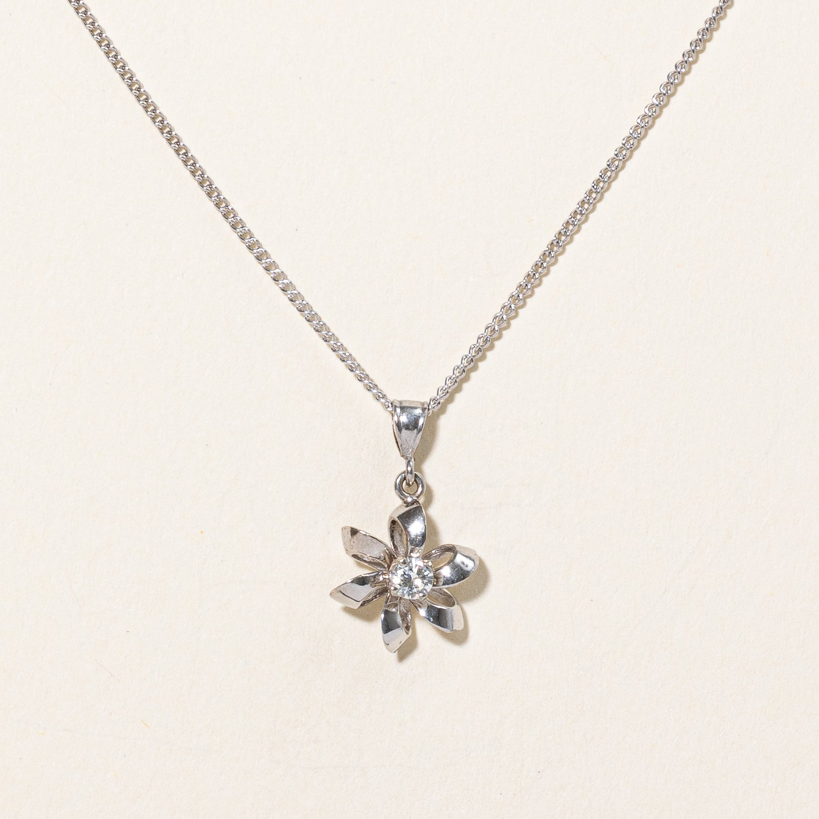 Diamond Flower Pendant & Necklace | 0.09ct | 17" |