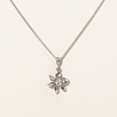 Diamond Flower Pendant & Necklace | 0.09ct | 17