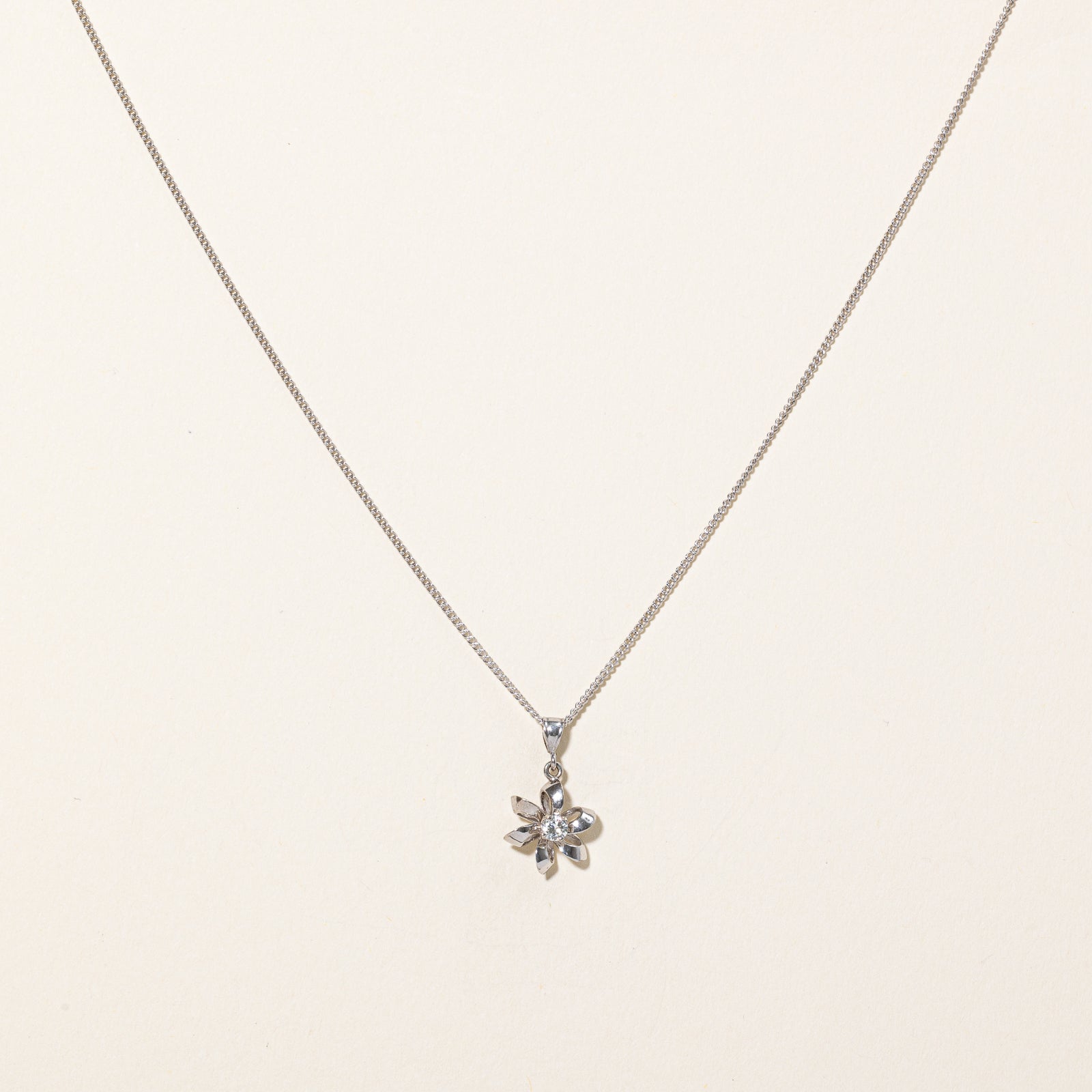 Diamond Flower Pendant & Necklace | 0.09ct | 17" |