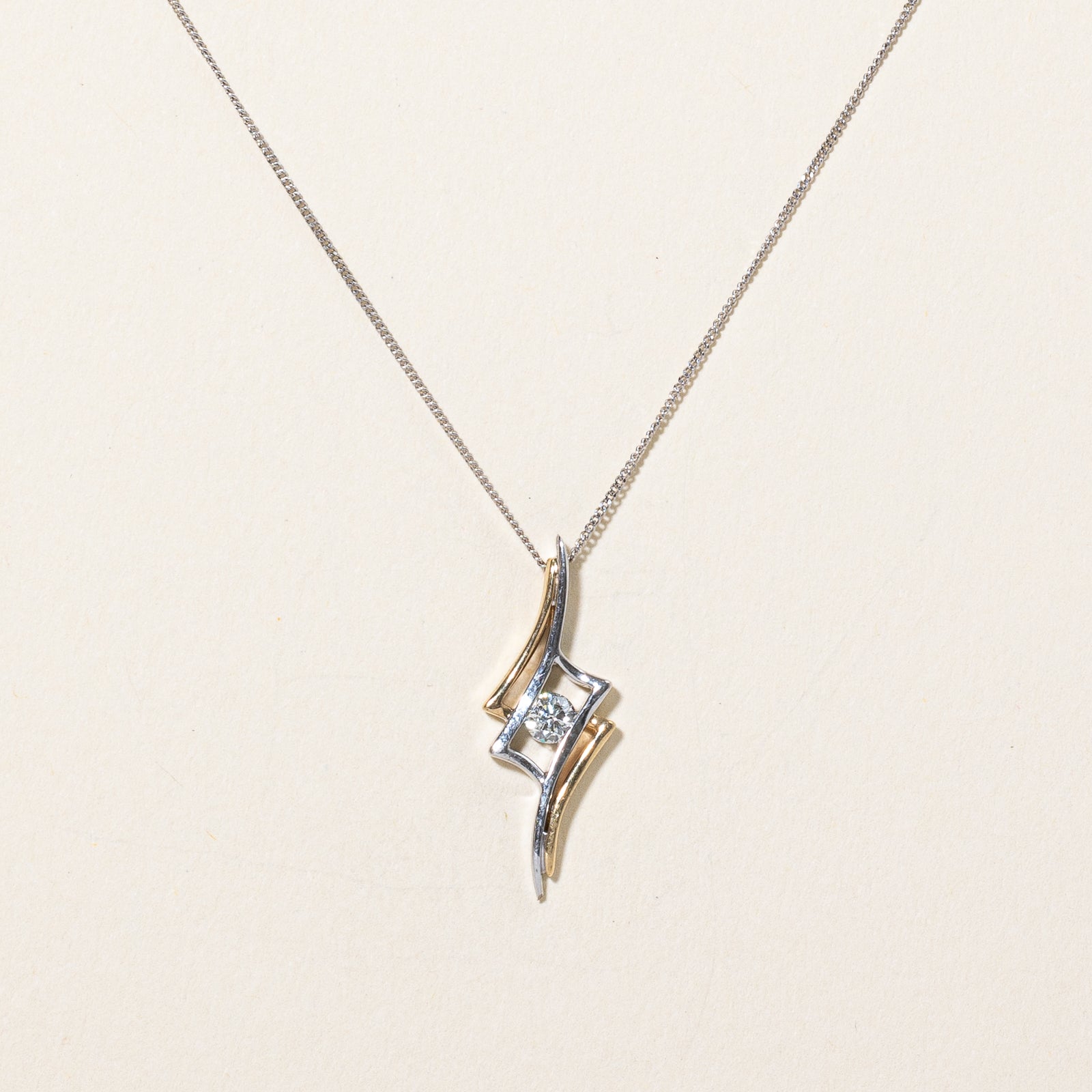 Two Tone Diamond Pendant & Necklace | 0.13ct | 18" |