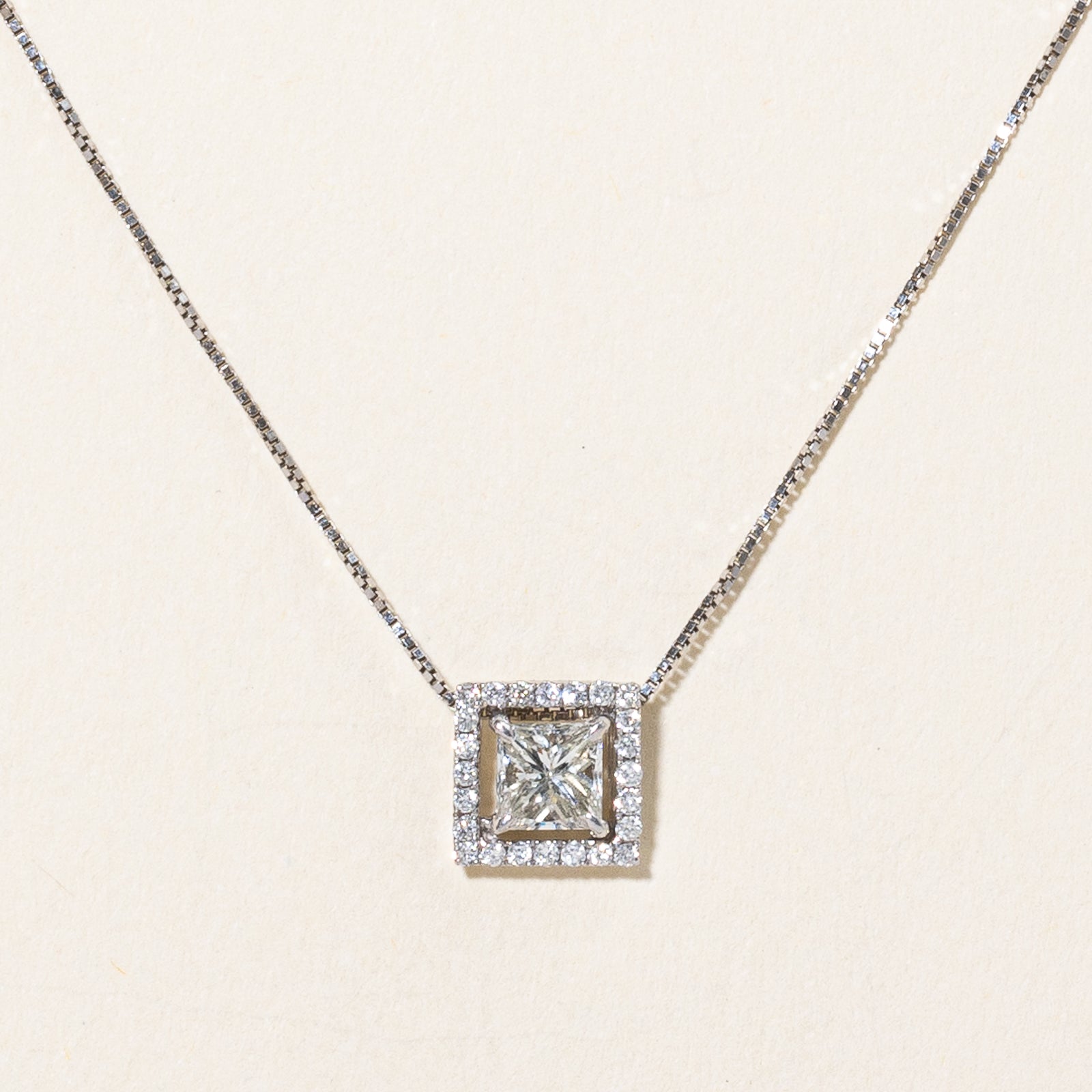 Princess Cut Diamond Pendant & Necklace | 0.64ctw | 16" |