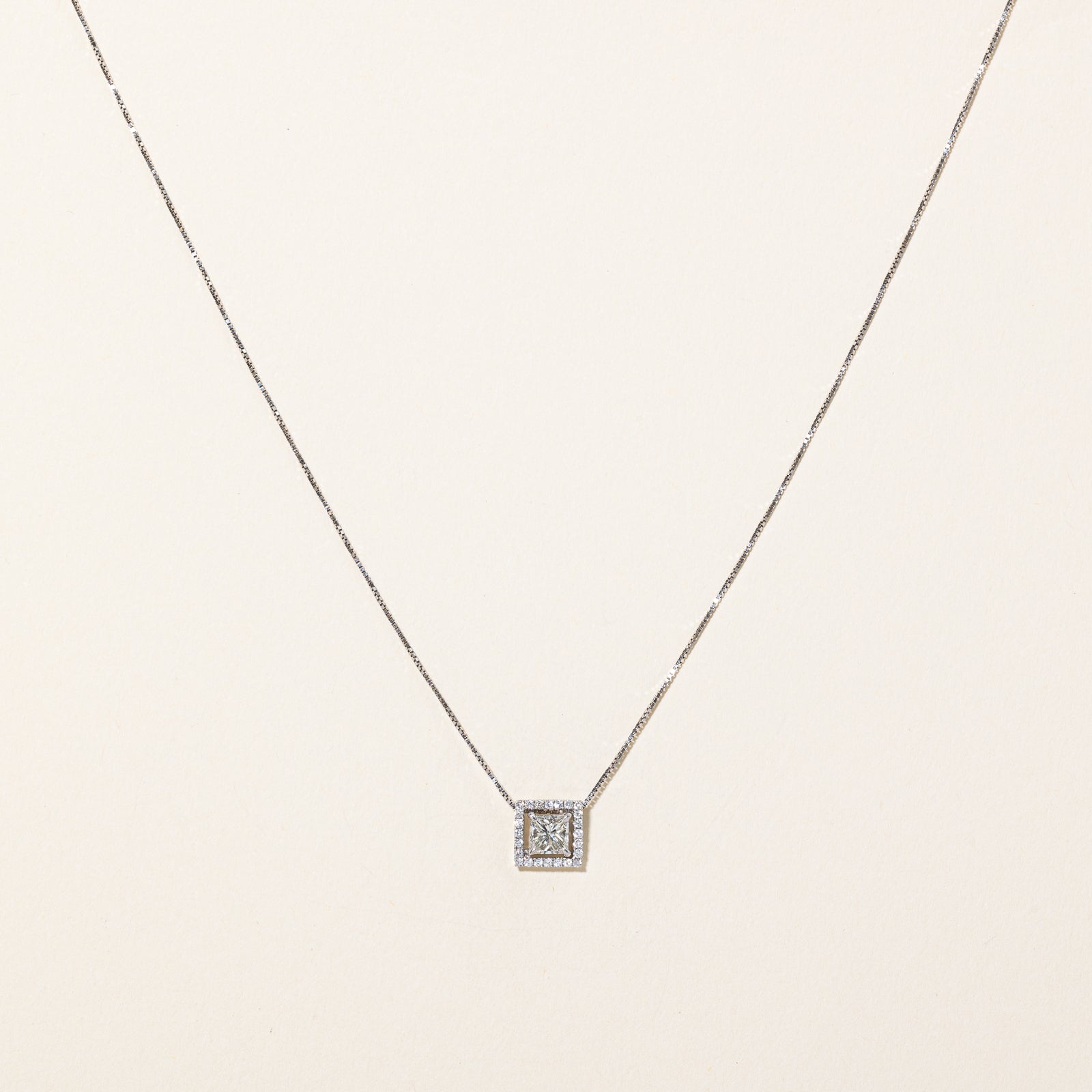 Princess Cut Diamond Pendant & Necklace | 0.64ctw | 16" |
