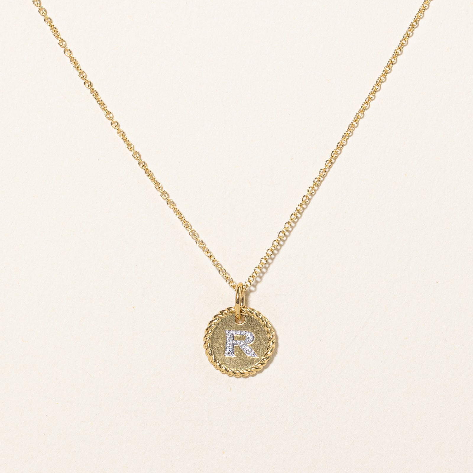 Diamond 'R' Pendant & Necklace | 0.01ctw | 18" |