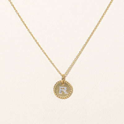 Diamond 'R' Pendant & Necklace | 0.01ctw | 18