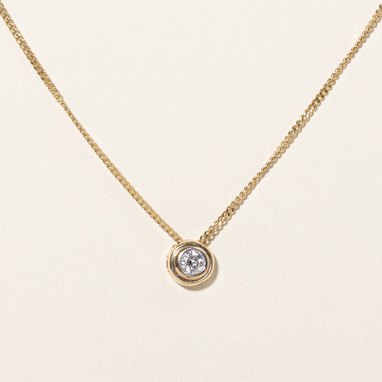 Diamond Bezel Pendant & Necklace | 0.19ct | 16" |