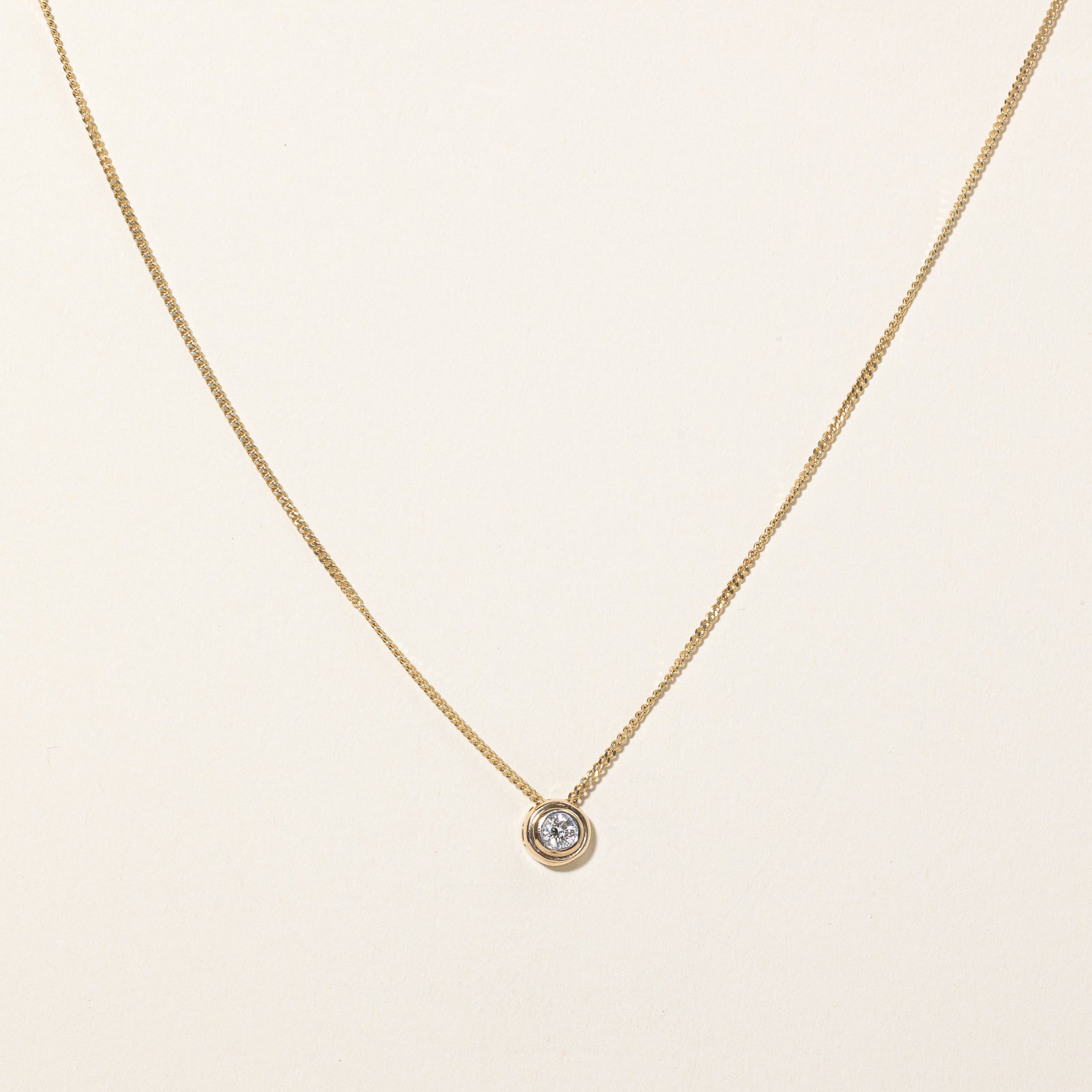 Diamond Bezel Pendant & Necklace | 0.19ct | 16" |