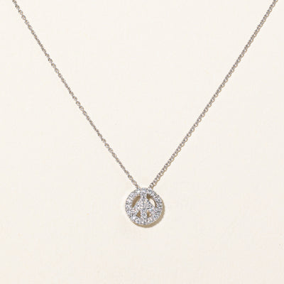 Diamond & Ruby Peace Sign Pendant & Necklace | 0.10ctw, 0.02ct | 18