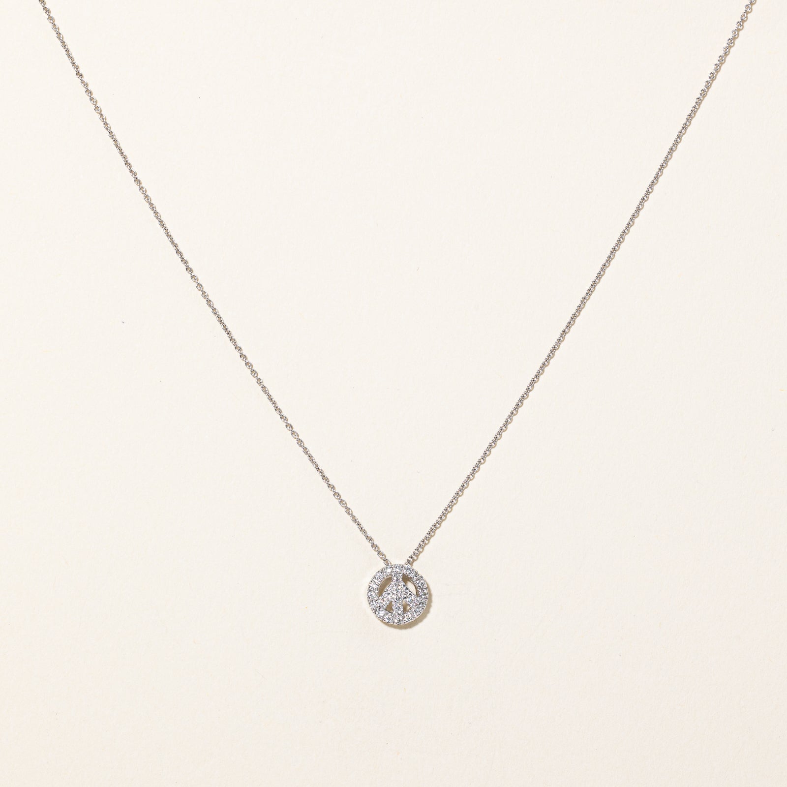 Diamond & Ruby Peace Sign Pendant & Necklace | 0.10ctw, 0.02ct | 18" |