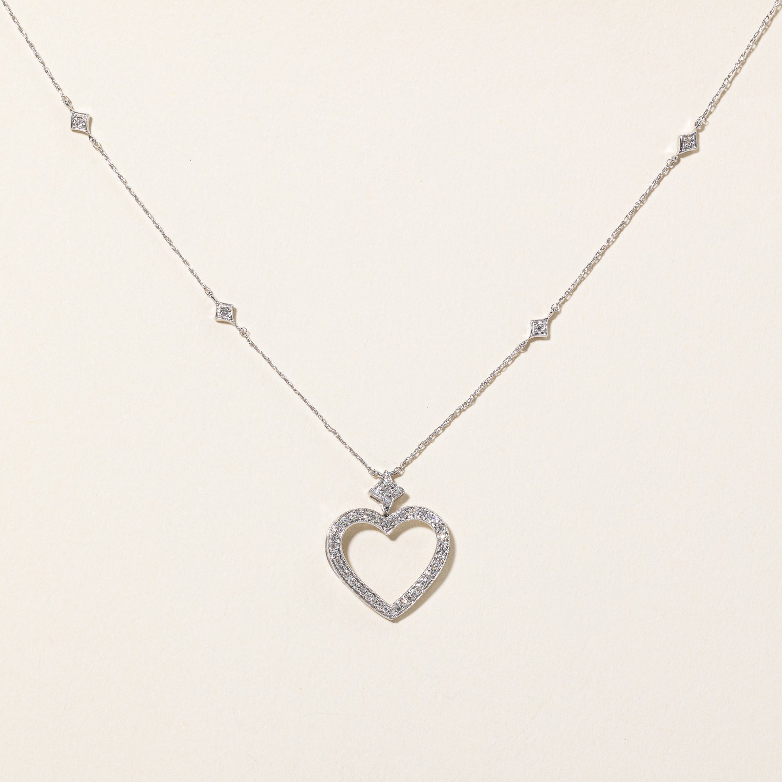 Diamond Heart Pendant Necklace | 0.17ctw | 21" |