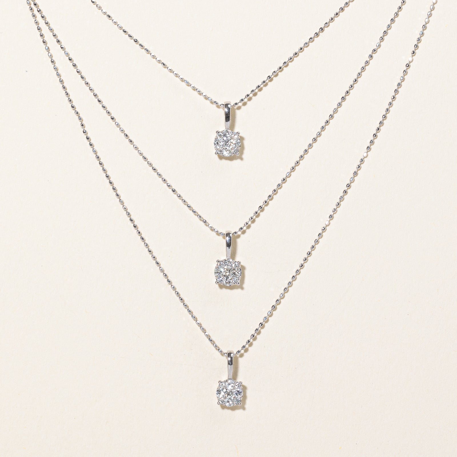 Triple Layered Diamond Pendant Necklace | 0.51ctw | 17.5" |