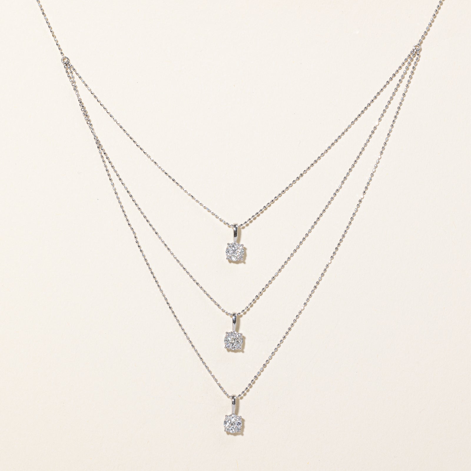 Triple Layered Diamond Pendant Necklace | 0.51ctw | 17.5" |