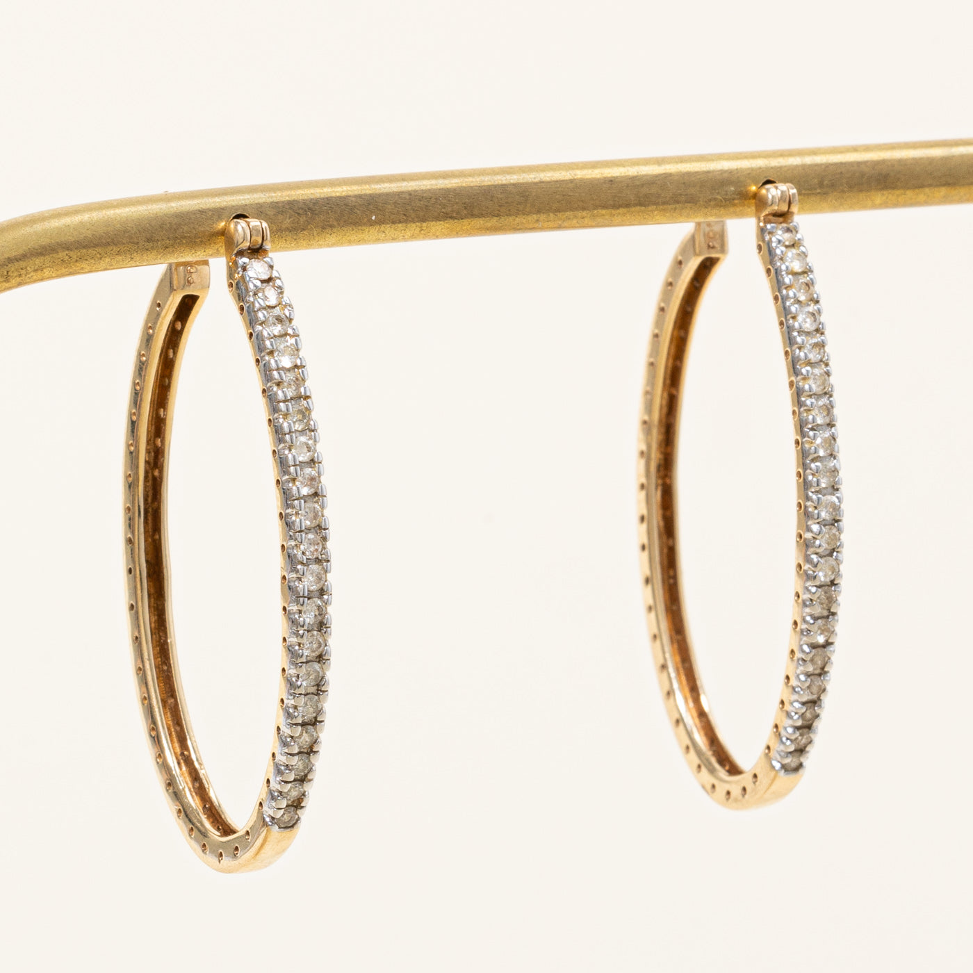 Diamond Oval Hoop Earrings | 0.38ctw |