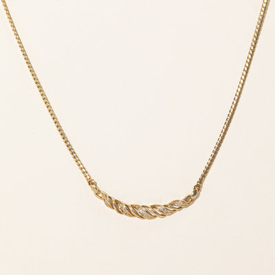 Diamond Twisted Scoop Pendant Necklace | 0.08ctw | 16