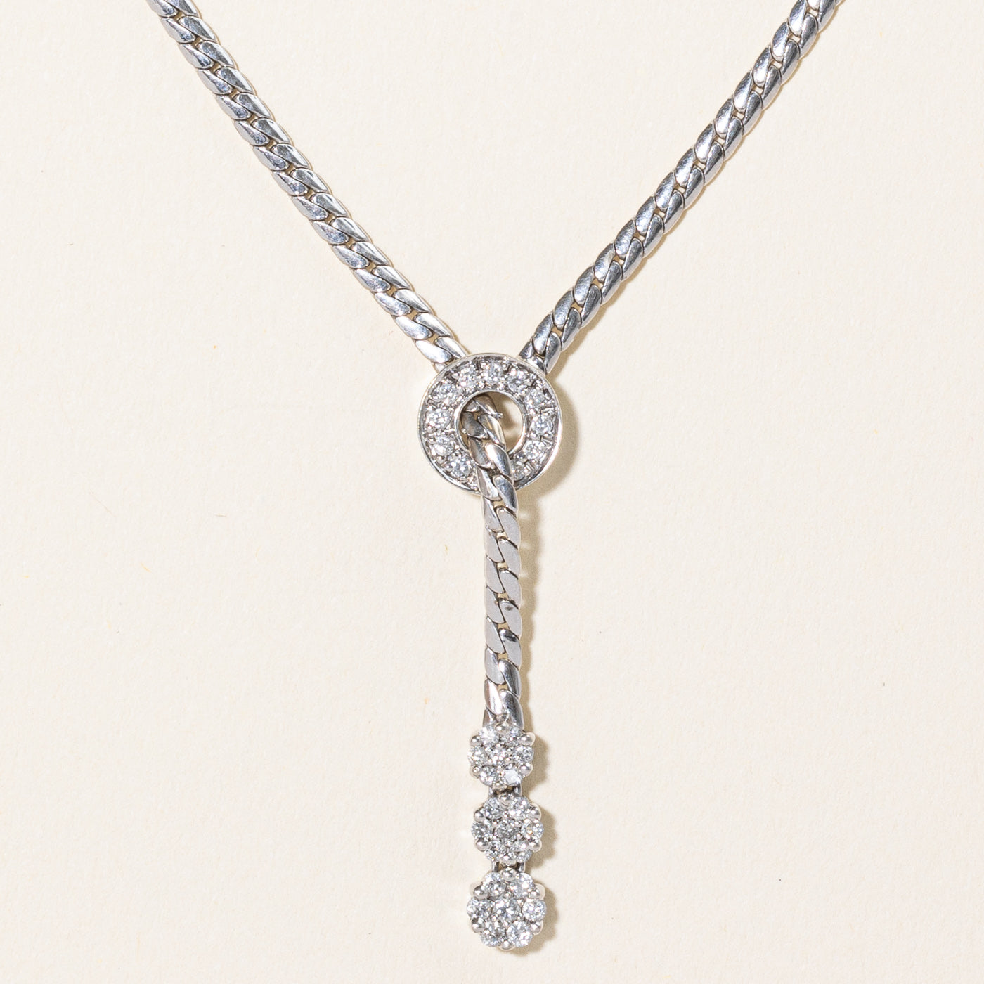Diamond Drop Lariat Necklace | 0.30ctw | 18" |