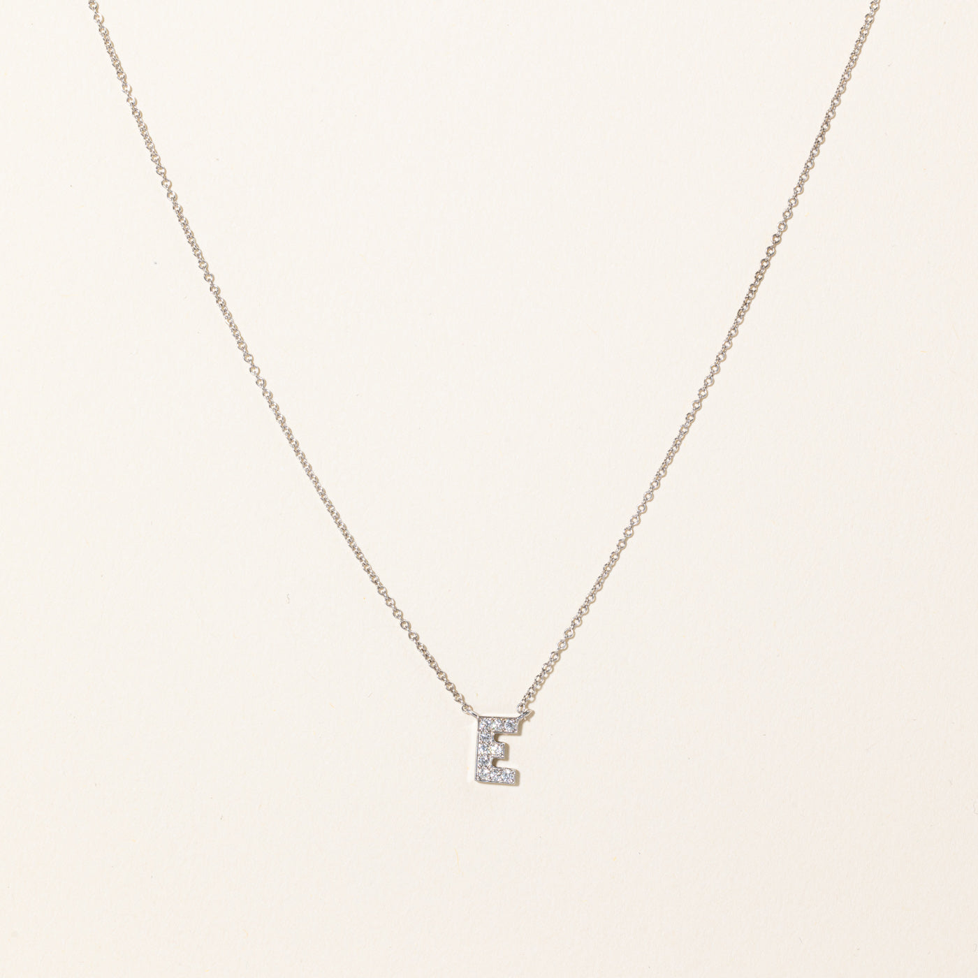 'Birks' Diamond 'E' Initial Pendant Necklace | 0.10ctw | 18" |