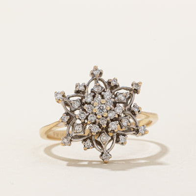 Diamond Cluster Snowflake Ring | 0.28ctw | SZ 7.75 |