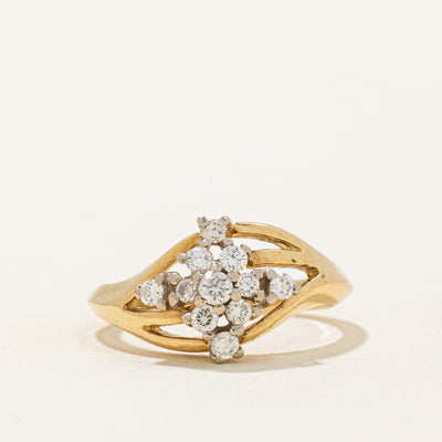1981 Kiev 18k Gold Diamond Cluster Ring | 0.35ctw | SZ 6.5 |