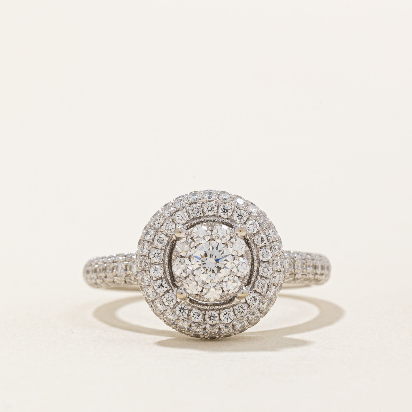 Diamond Double Halo Engagement Ring | 1.04ctw | SZ 6.5 |