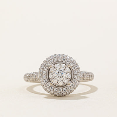 Diamond Double Halo Engagement Ring | 1.04ctw | SZ 6.5 |
