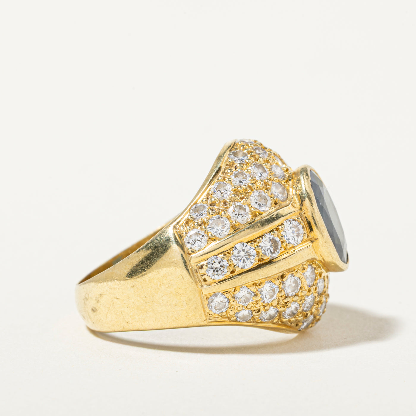 18k Sapphire & Diamond Cocktail Dome Ring | 2.29ct, 2.70ctw | SZ 6.5