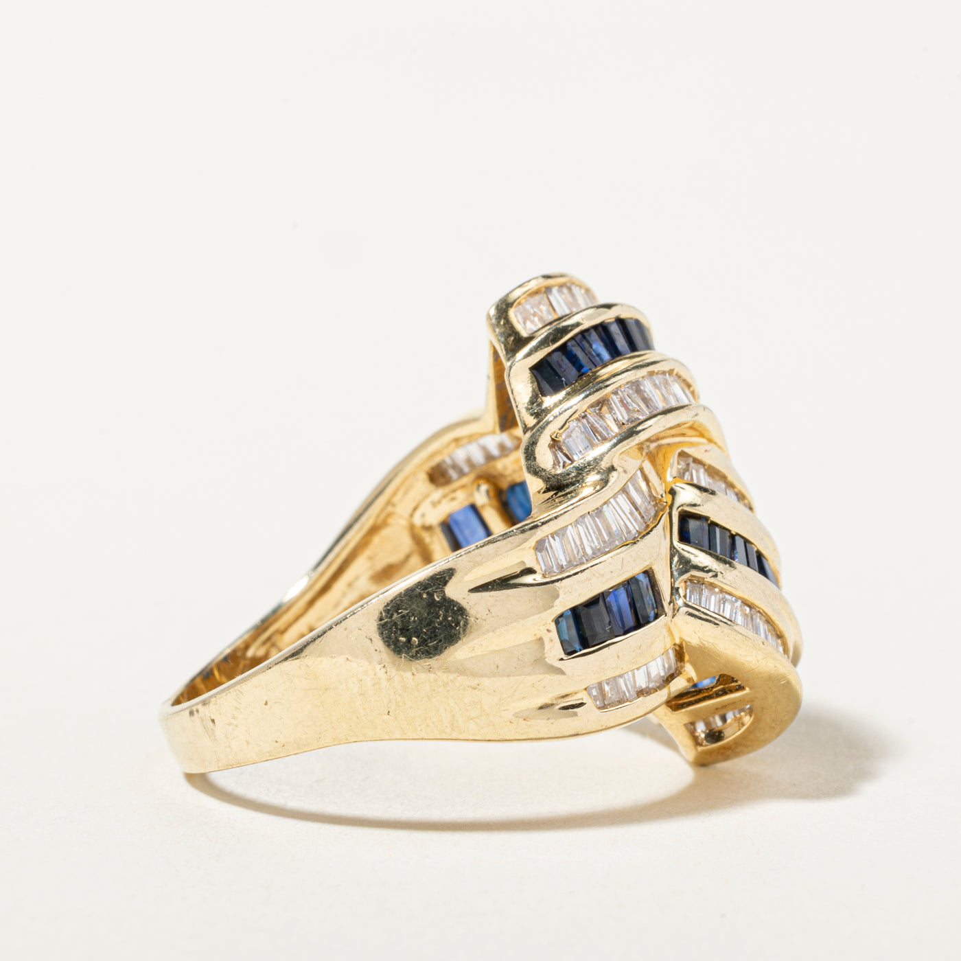 14k Sapphire & Diamond Abstract Knot Ring | 0.87ctw, 1.19ctw | SZ 7.75