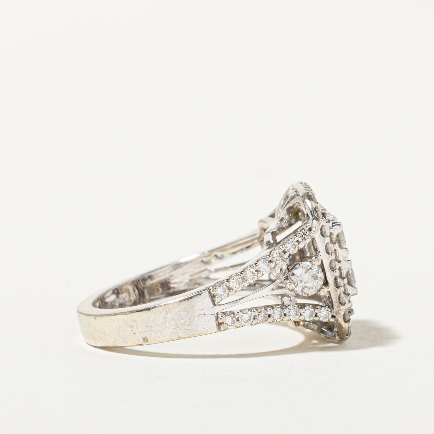 14k Diamond Soft Square Halo Cocktail Ring | 1.47ctw | SZ 6