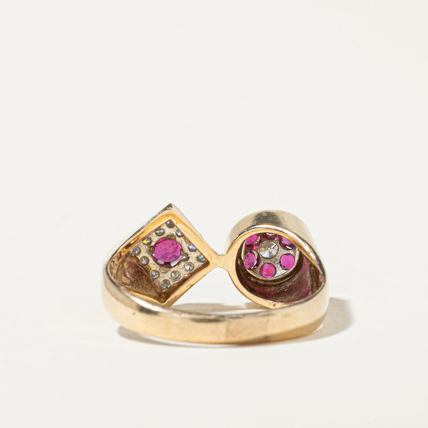14k Toi et Moi Ruby & Diamond Cluster Cocktail Ring | 0.78ctw, 0.28ctw | SZ 7.75